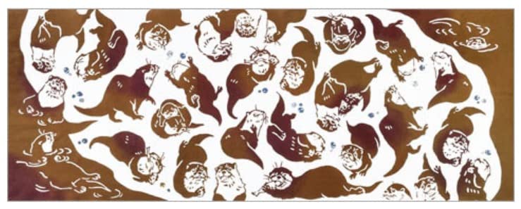 Todaya Shoten Niwazome Tenugui Hand Asian Otter 1516 (Japanese Towel) Small-Clawed