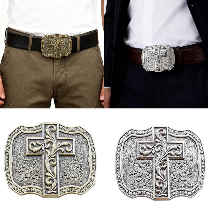 Retros Crosses Belt Buckles Durability Alloys Materials Belt Buckles for Daily Commute and Leisure Activity