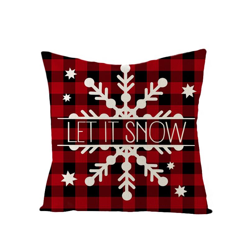 Plaid Christmas Pillowcase Red and Black Plaid Polyester Print Home Cushion Living Room Sofa Bedroom Cushion
