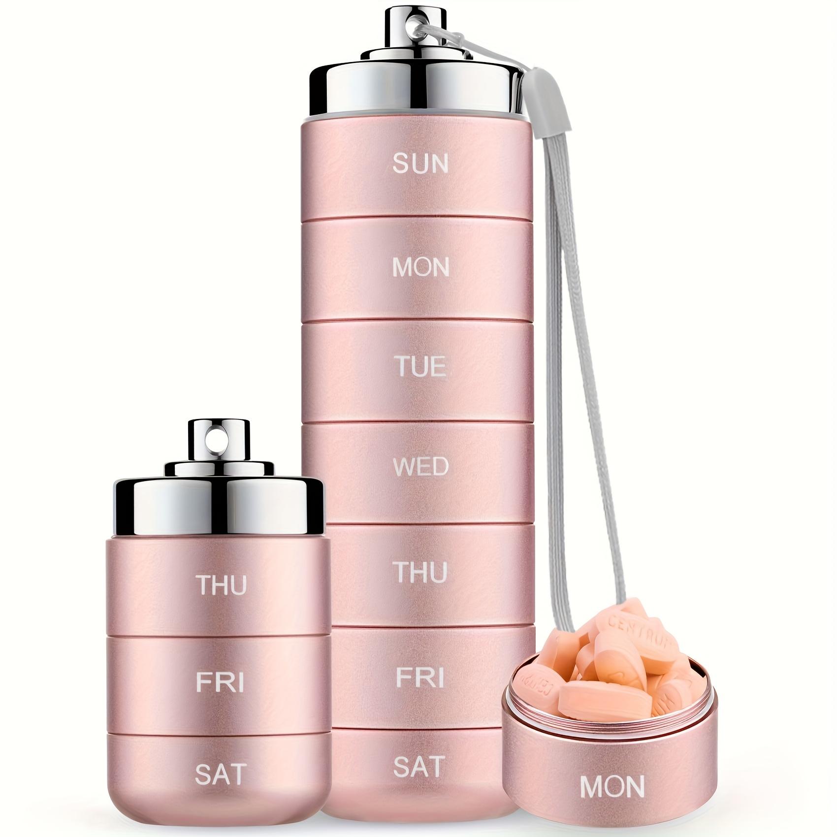 

7pcs Metal Pill Organizers, Stackable Portable Waterproof Travel Pill Box, Large Aluminum Alloy Travel Pill Case красный
