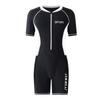 Men Summer One-Piece Swimsuit Color Block Bathing Suit Beach Swimwear Round Neck Short Sleeve Front Zipper Jumpsuit for Surf