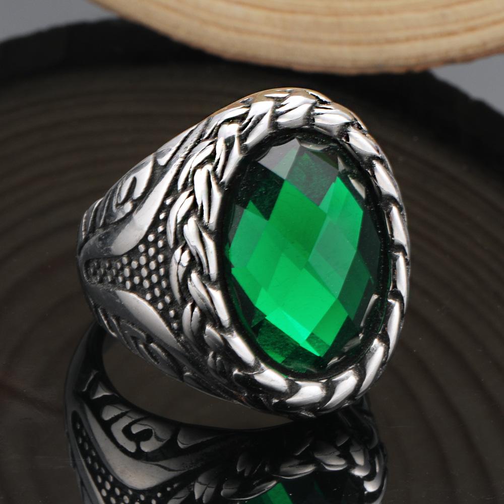 2026 High-end Fashion Woven Striped Gemstone Ring, Trendy Men's Retro Ring