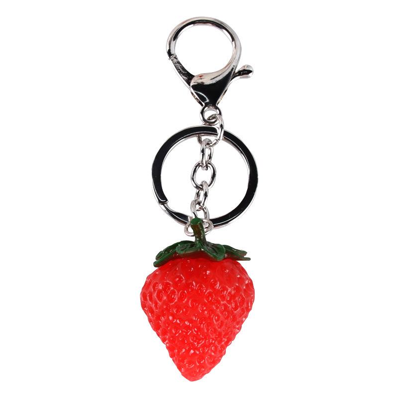 Realistic-Looking New Strawberry Key Chain Creative Food Model Mobile Bag Pendant Key Ring Party Gift Jewelry For Kids Adults Children's Birthday Gift