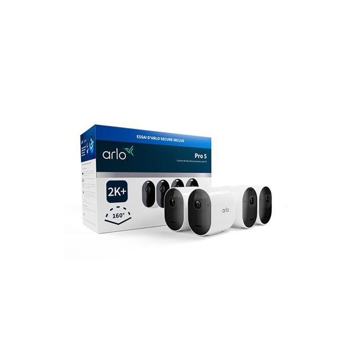 Caméra de sécurité connectée - ARLO - Pro 5 2K+ - Vision nocturne couleur - 4 caméras - Wi-Fi double bande