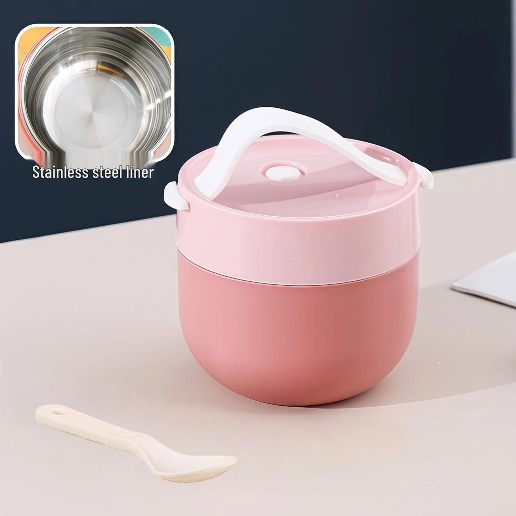 Portable Insulated Stainless Steel Soup Bowl with Spoon for Office, Students, and Children