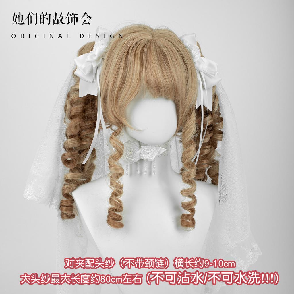 Hairpin Pair Flower Maru Veil Bow Lace White Headband Flat Cap Handmade Small Lolita Hair Accessories