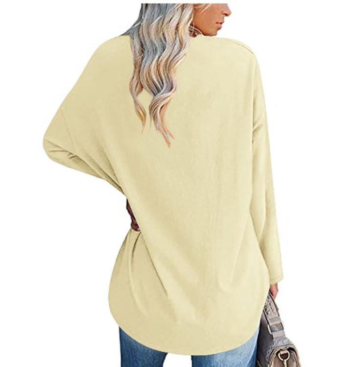 Super Large Multi-color Loose V-neck Women's T-shirt with Drop Shoulder Sleeves