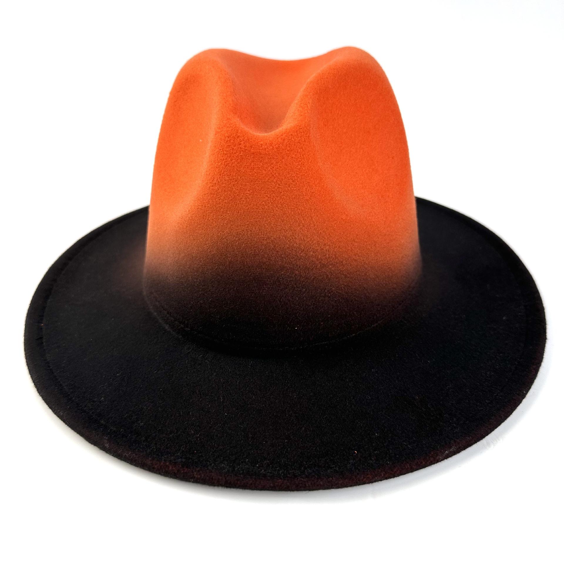

Cross-Border European And American Style Fashion Gradual Change Color Top Hat Woolen Hat Men And Women Trend Big-Brimmed Felt Hat Autumn And Winter 56-58cm