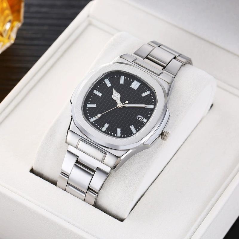 Fashion Business Man Watch Luxury Men'S Quartz Wristwatch Stainless Steel Date Man Clock Square Business Watches For Men Gift