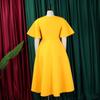 Abito estivo da donna Taglie forti Manica svasata Scollo a V Temperamento alla moda Abiti con gonna ampia e orlo
