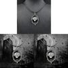 Dark Gothic Skeleton Pendant Necklace With Geometric Alloy Charm For Halloween Costume Accessories