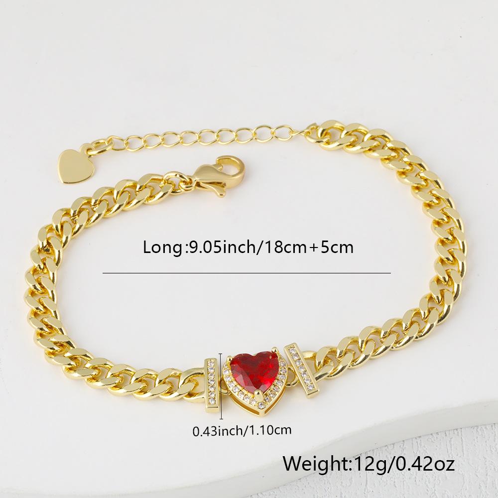 Retro Colored Zircon Love Bracelet Women's Light Luxury Handmade Versatile Jewelry