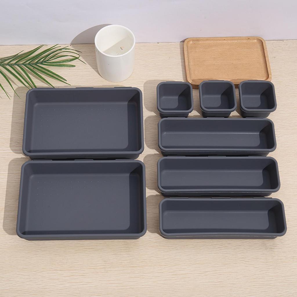 Drawer Organiser, Interlocking Drawer Dividers Plastic Storage Trays,8Pcs  3 Sizes Uncluttered Storage Drawer Tidy Trays Dividers
