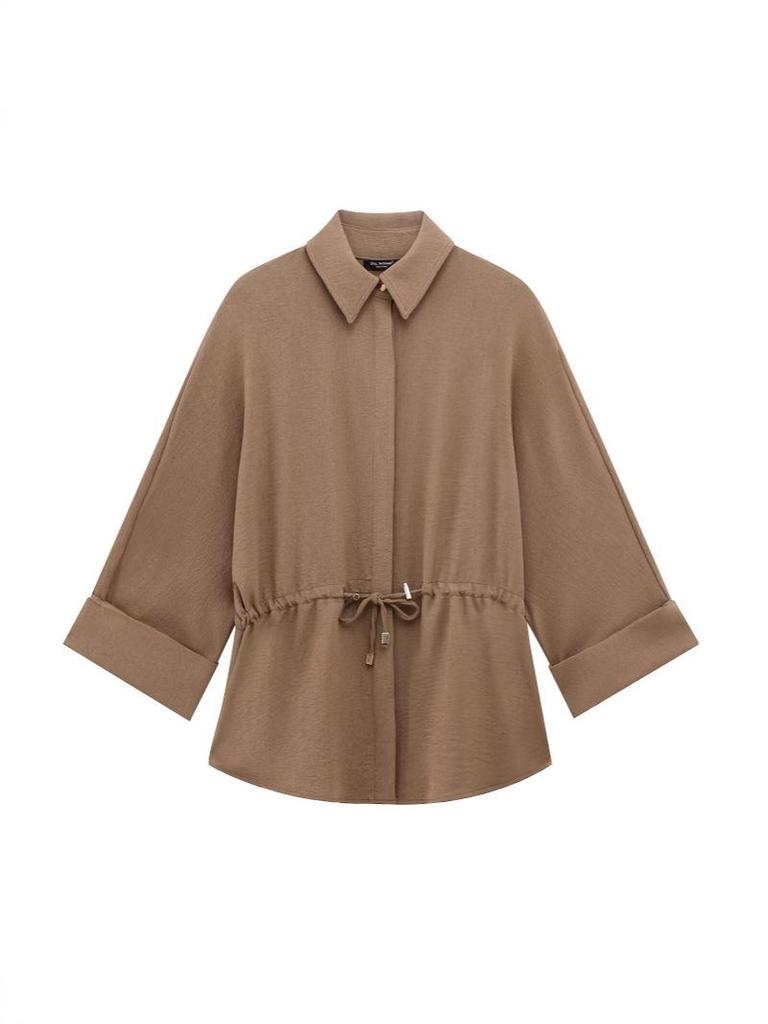 European & American Women's Drapey Lapel Shirt and Pants Set - Spring Casual Fashion