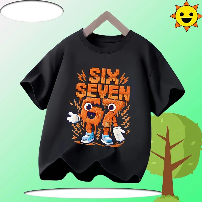 67 Six Seven Italian Brain Rot Math Joke T-Shirt Funny Casual Short Sleeve Round Neck Tops Summer Comfortable Children's T-Shirt