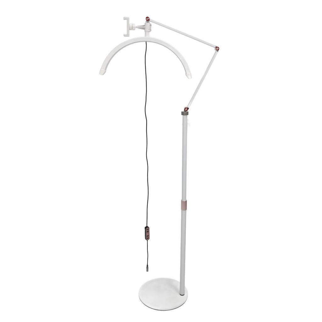 16in Half Moon Lamp LED Floor Beauty Light Dimmable Makeup Nail Tattoo Light Adjustable Height 3 Color Temperature