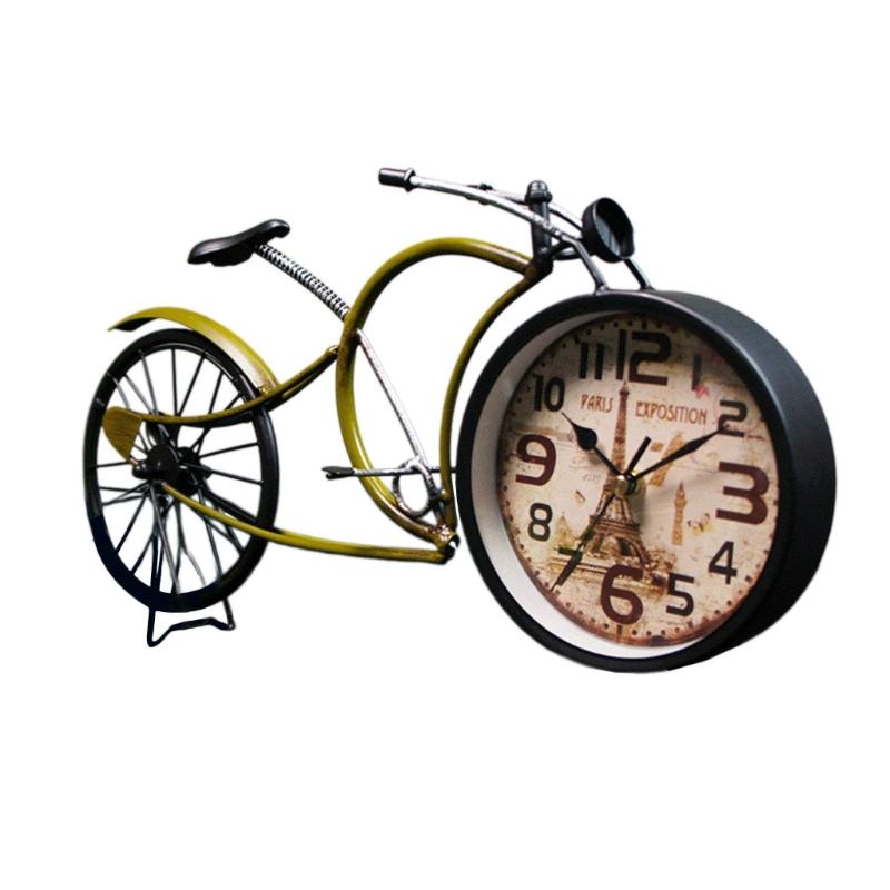Ceas Model Bicicletă Retro, Fabricat Artizanal din Fier, Ceas de Masă Creativ Model Bicicletă, Ceas cu Alarmă pentru Iubitorul de Decorațiuni Vintage