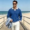 Chemise décontractée à manches longues pour homme, aspect tricot rétro, pour l'automne et l'hiver