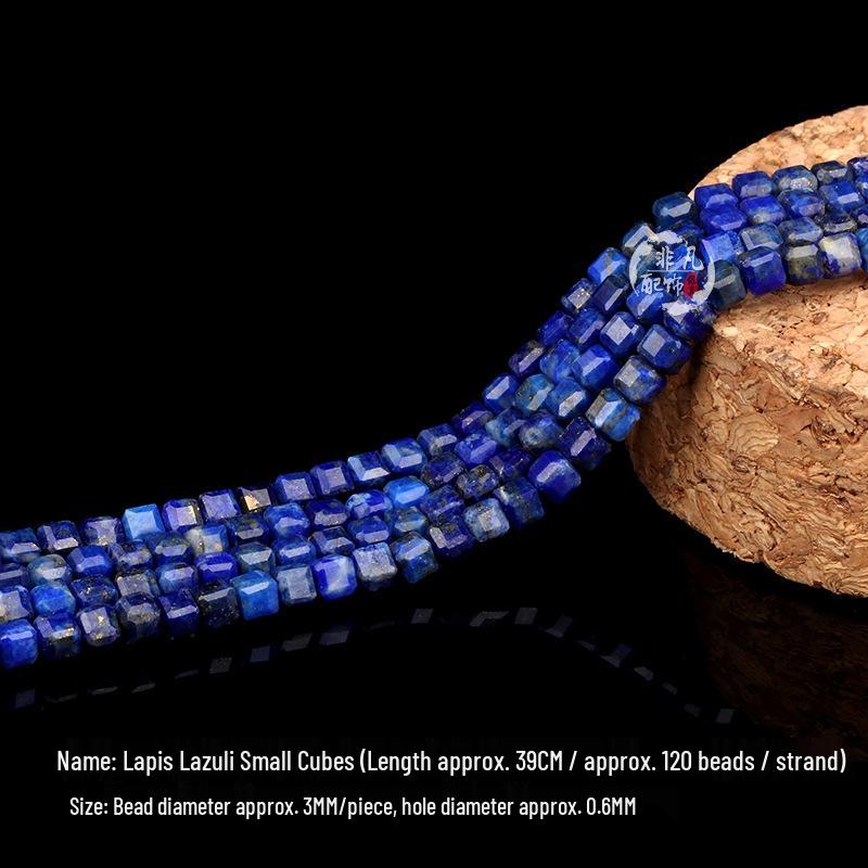 Natural Gemstone Mini Cubes: Tourmaline, Lapis Lazuli, Garnet, Black Spinel - DIY Beading Accessories.