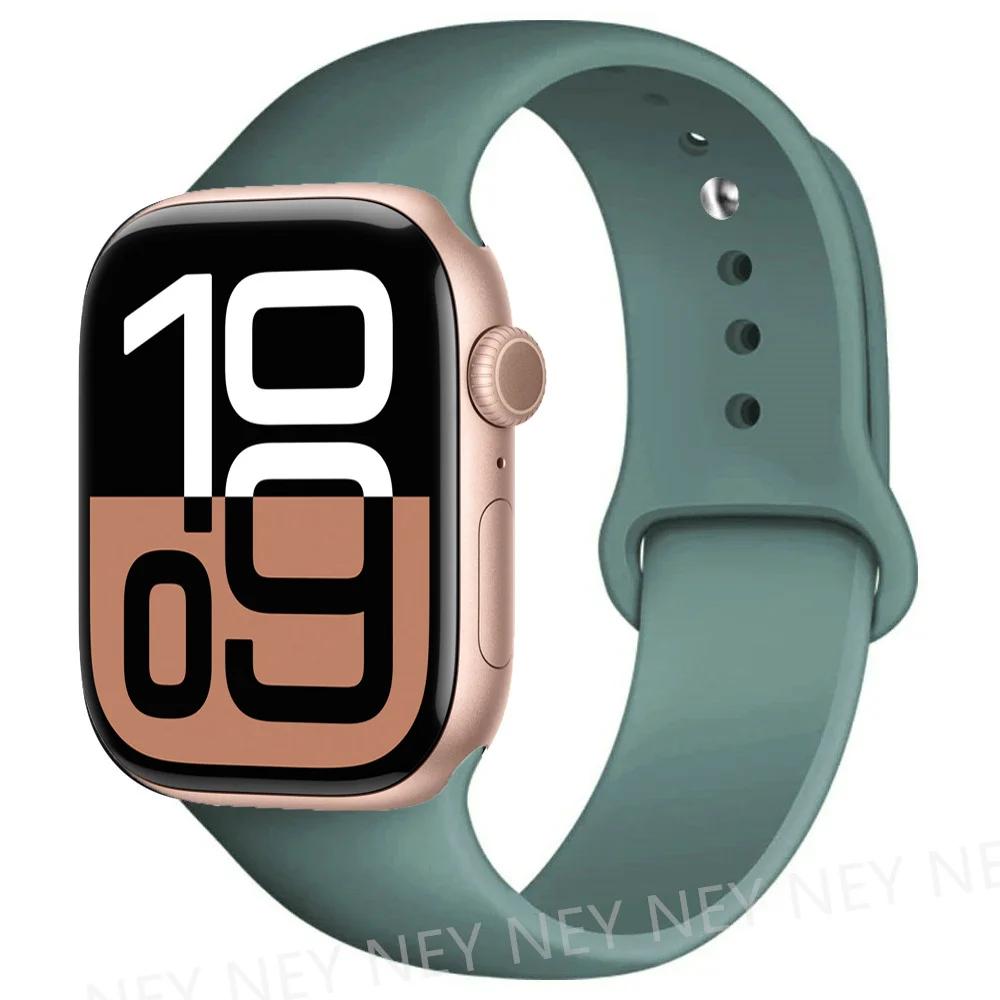 Silicone Band For Apple Watch Straps Ultra 2 49mm 45mm 44-40mm 41mm Sport Bracelet Apple Watch Series 10 42mm-46mm 8 7 6 5 SE 9