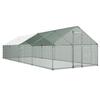Metal Chicken Coop, 9.8x26.2x6.5 Ft Large Walk-in Chicken Runs with Cover, Spire Roof Hen House Enclosure with Security Lock, Outdoor Duck Rabbit Cage