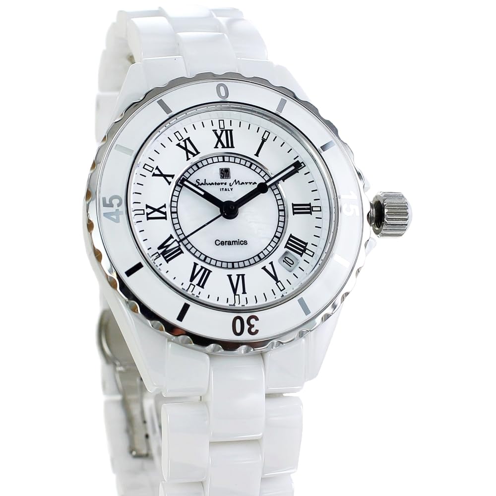 Salvatore Marra Ceramic Watch for Men and Women, SM23103-WHR