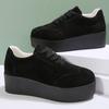 Fashion Plus Size Chunky Heel Sneakers Women Spring Autumn Lace Up Black Sneakers Woman Faux Suede Platform Vulcanize Shoes Female
