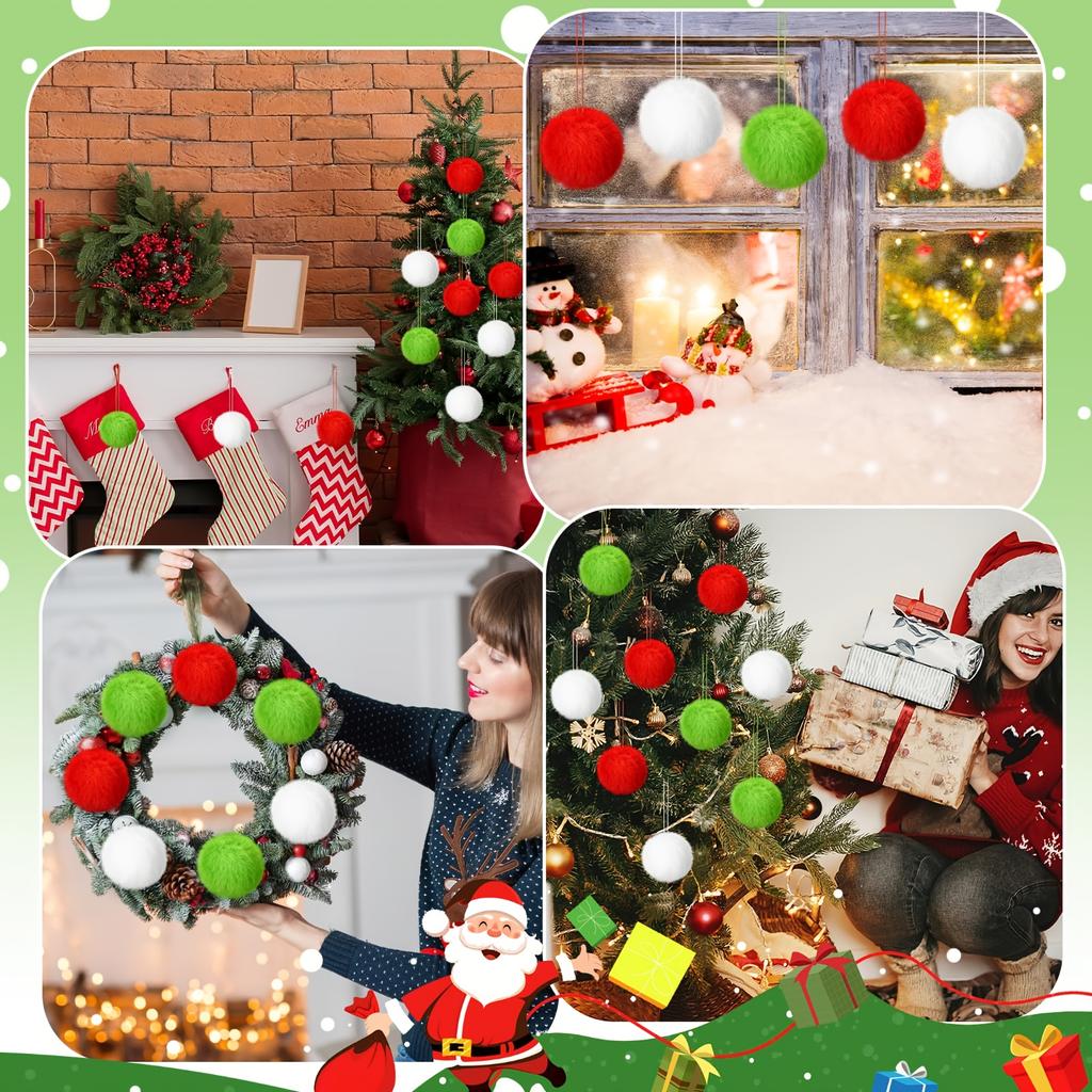 12/24Pcs 6cm Christmas Decoration Fluffy Ball Hanging Ornaments for Halloween Party Xmas Home New Year Gifts Navidad Decor Craft