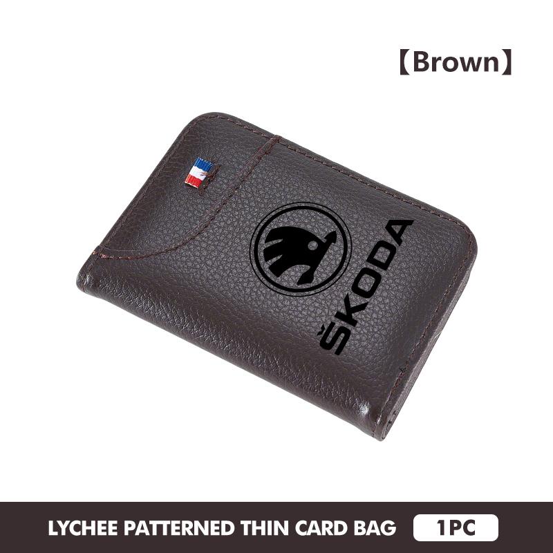HAZJ3 Car Wallet Driver's Licence Insurance Card Holder Multi Pocket Wallet For Skoda S Kodiaq Octavia 2 3 Yeti Karoq Rapid Fabia VII