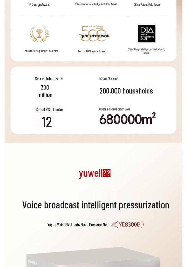 Yuwell Smart Wrist Blood Pressure Monitor with Voice Broadcast