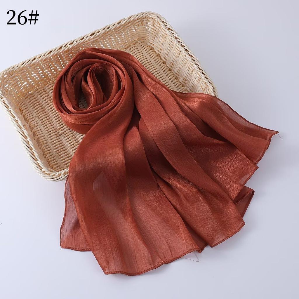 35 Colors Women Hijab Scarf Shiny Muslim Long Scarves Light Weight Soft Turban Shawl Organza Satin Shimmer Scarf