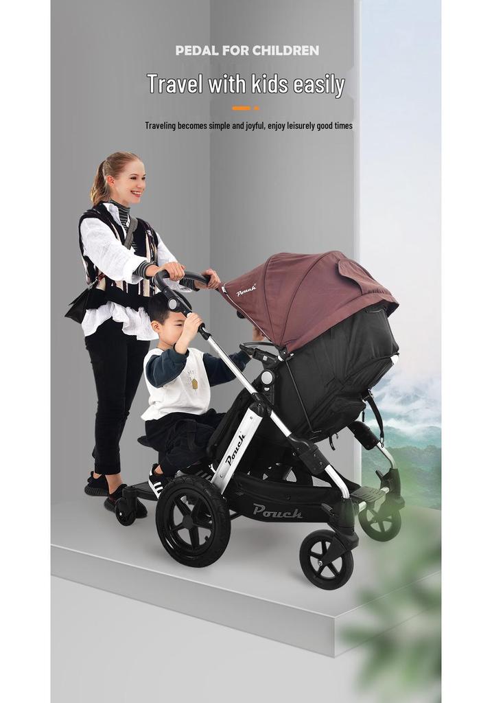 Universal 2-in-1 Stroller Pedal: Rear-Mounted Twin Accessory for Second Child Outings
