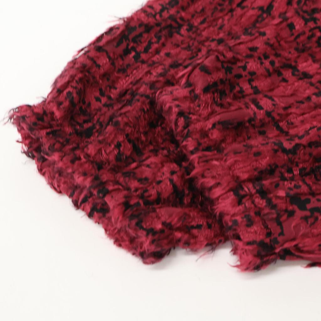 Chanel 22AW P73159V64621 Tweed Silk Bowtie Back Button Blouse Tops 36 Burgundy X blackUsed