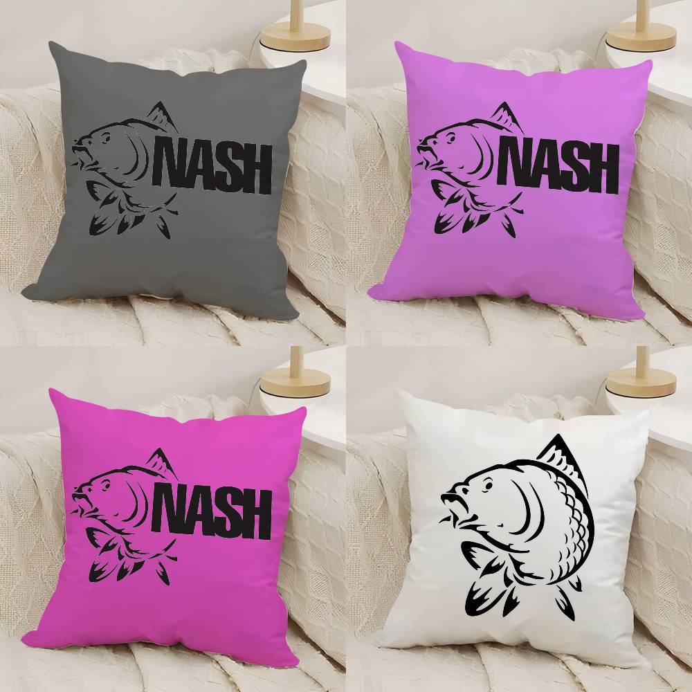 Pillow Case N-Nash Fishing Logo Office Sofa Dorm Chair Back Short Plush Double-Sided Printing Home Cushion Cover