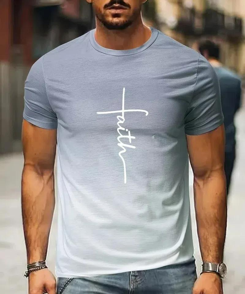 Summer Casual Men's T-Shirt Daily Outdoor Loose Comfortable Short Sleeves Fashionable Street Style Gradient Color Top Tees