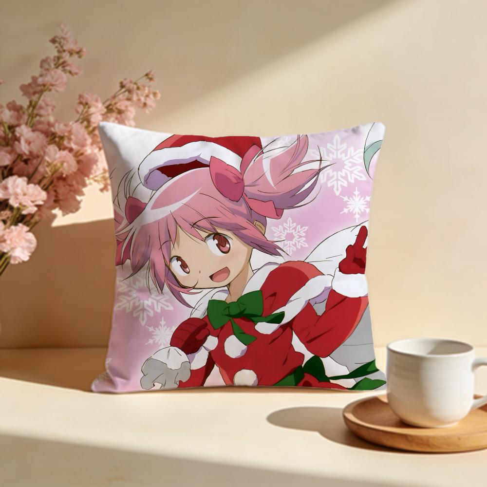 Trendy PPuella Magi Madoka Magicaing Cushion Cover Stylish Washable Pillow Cover Ideal for Couch Bedroom Car Decoration