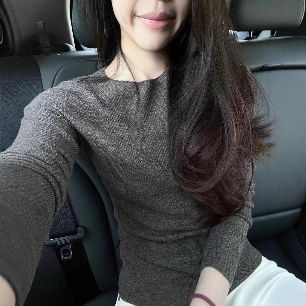 Elegantes Kaschmir-Strick-Base-Layer für Damen - Slim Fit Koreanischer Stil Langarm-Oberteil für den Herbst