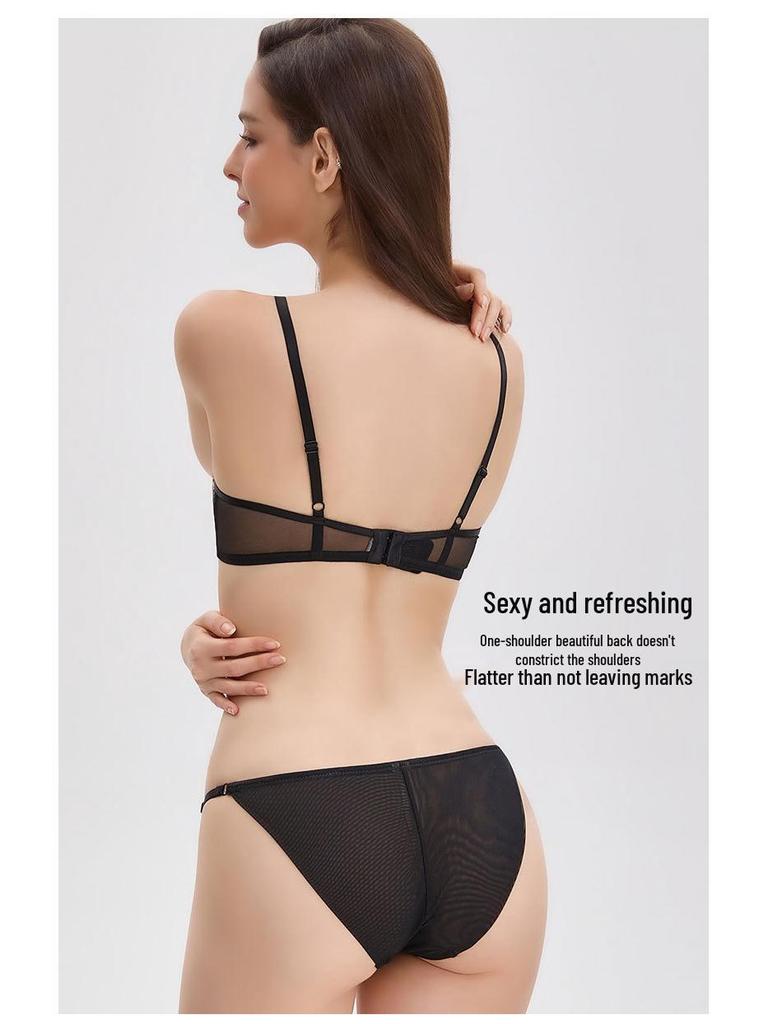 French Lace Women's Anti-Sagging Ultra-Thin Bra Set - Enhances Small Bust