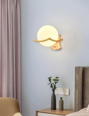 Mond Holz Wand Lampe Glas Schatten Weiß Schwarz Gold Schlafzimmer Gang Dekoration Led Wand Leuchten Home Interior Wandleuchte