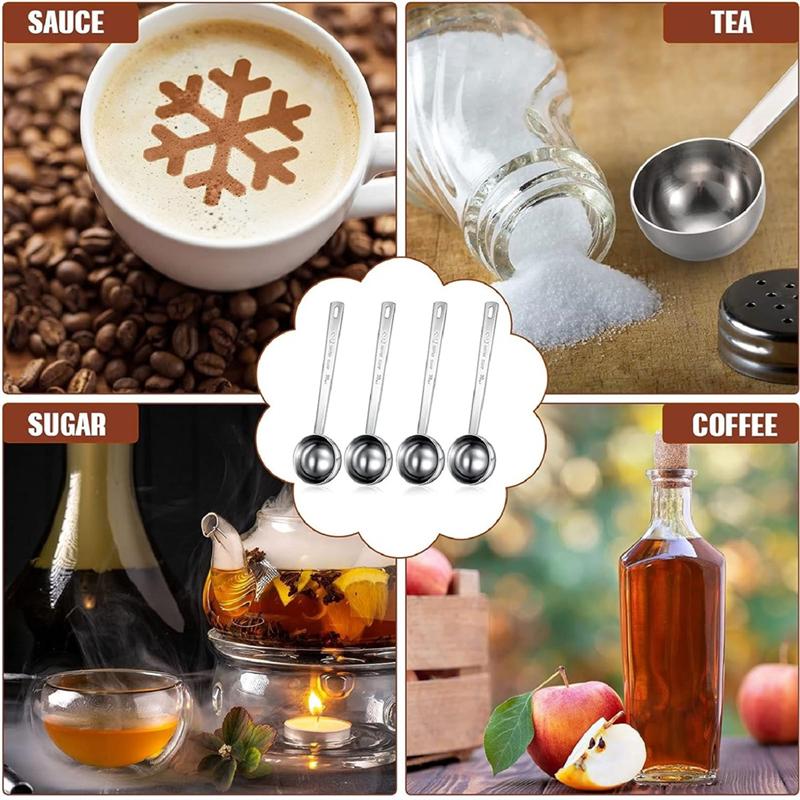 A84E-Stainless Steel For Coffee Milk Fruit Powder, Spice Jar 2 Tablespoon Scoop 8 Pieces 30 Ml Measuring Spoon With Long Handle