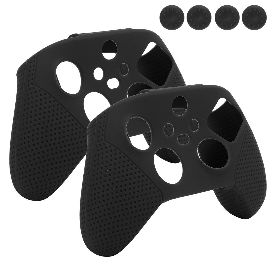 2pcs Antiskid Silicone Game Console Protection Gamepad Handle Grip for Xbox Series S X(Black )