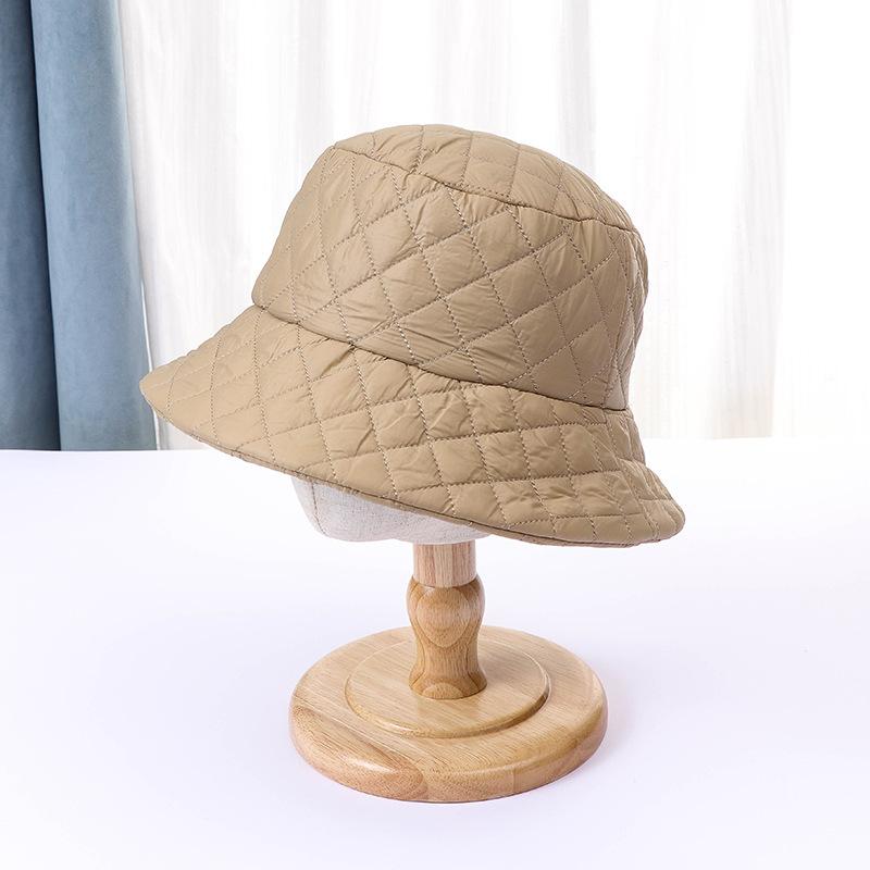 Hat women's new winter bucket hat down cotton versatile show small face thickened breathable warm basin hat men