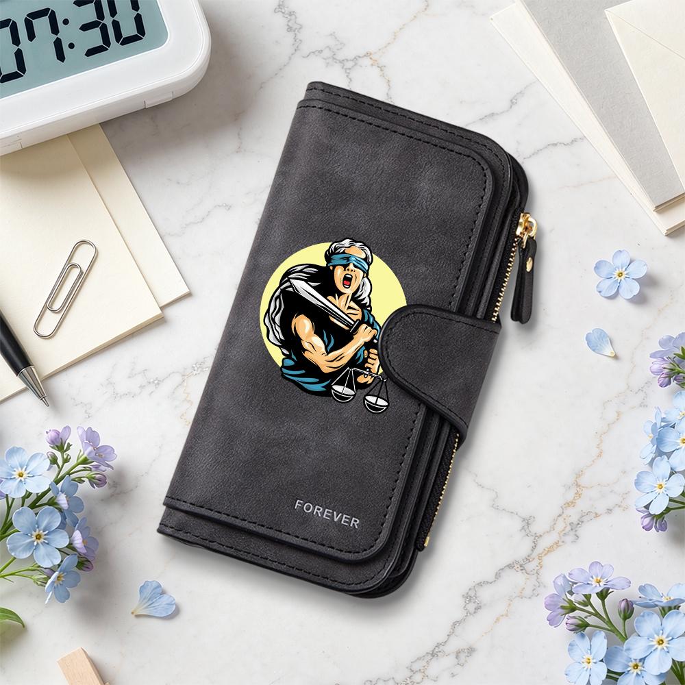 Themis Pattern Long Wallet Portable Multi Card Slot Purse Fashion Daily Use Money Holder