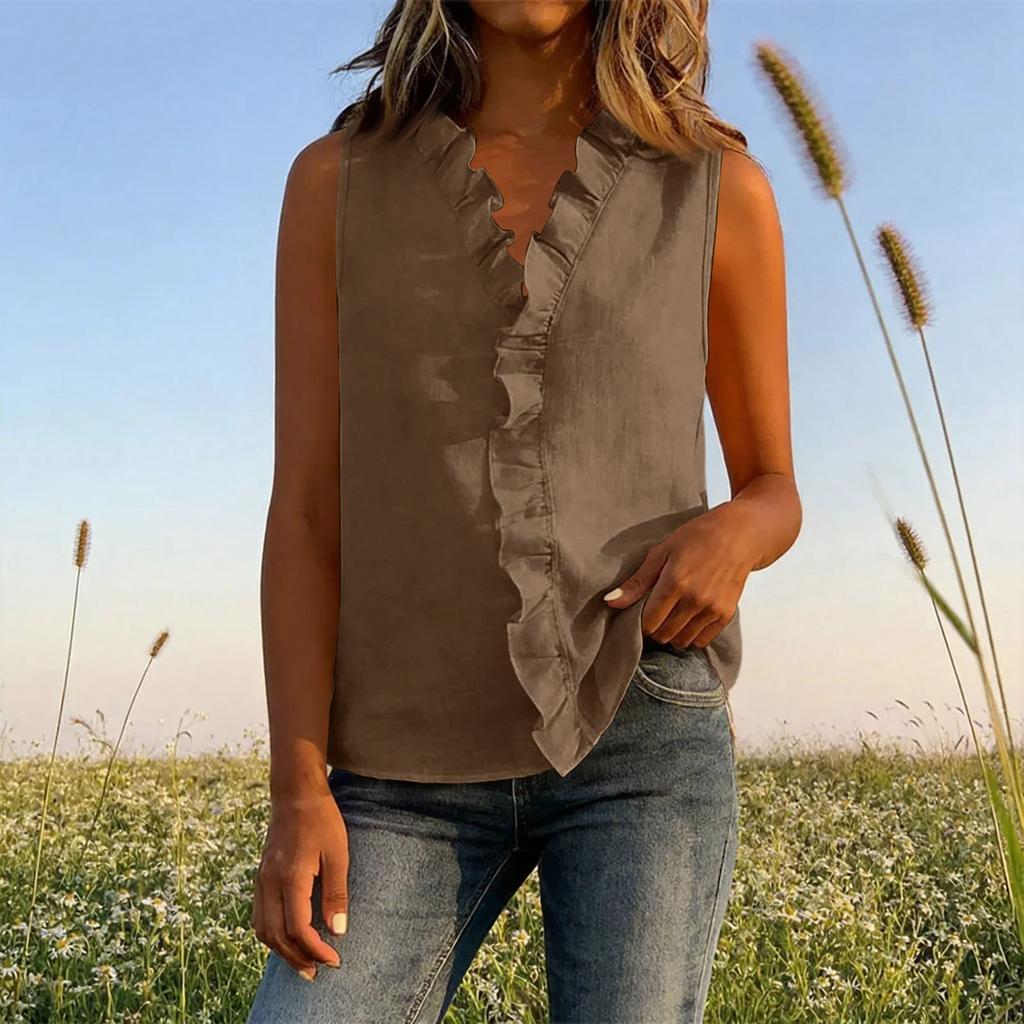 Mode Damen Temperament Knopf V-Ausschnitt Ärmel Bluse Freizeithemd