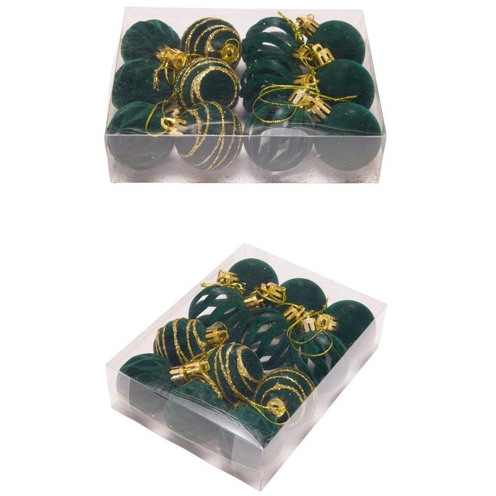 12Pcs/Box Velvet Christmas Hanging Balls 4CM DIY Crafts Painted Christmas Tree Ornament Plastic Christmas Hanging Ornament