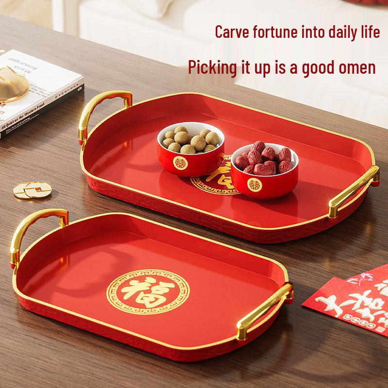 Red Wedding Tea and Candy Tray for Engagement Ceremony