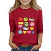 Kids Printed Three-Quarter Sleeve Round Neck Top for Back to School Casual Wear