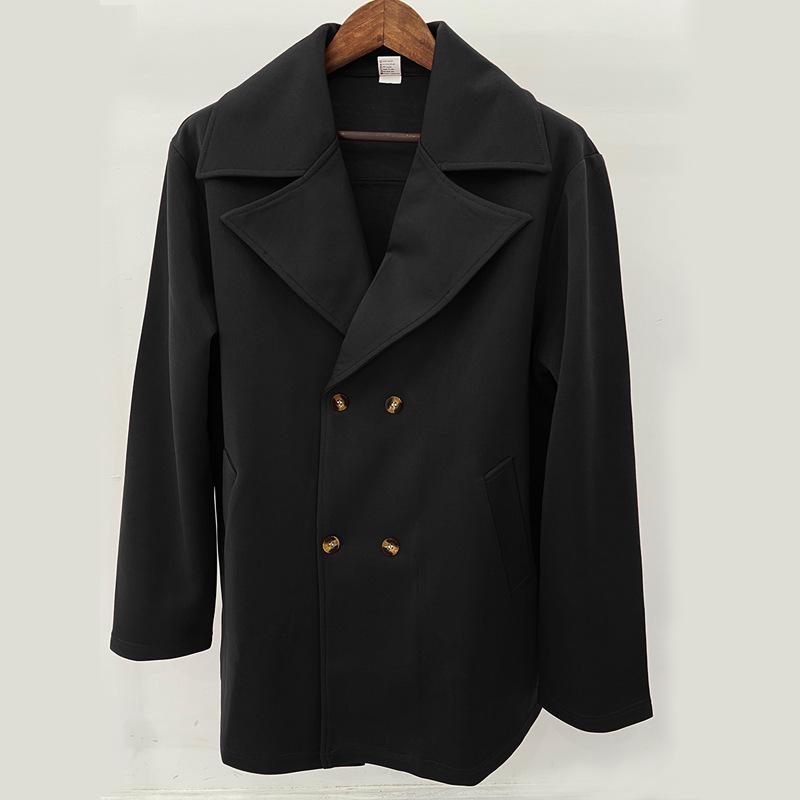 Autumn and Winter New Trench Coat Business Men's Woolen Mid-length Trench Coat Double Breasted Casual Trench Coat
