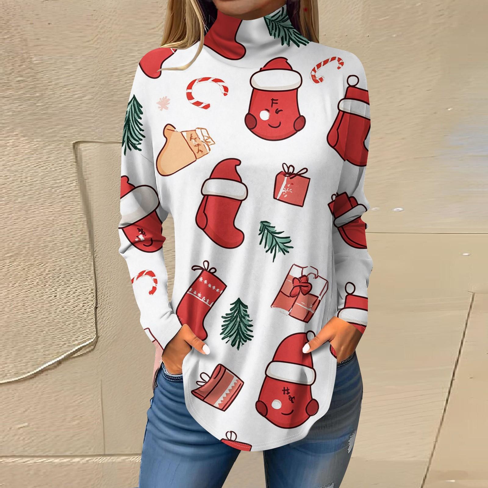 

Футболки для женщин, осенние повседневные рубашки с длинными рукавами, толстовка с винтажным принтом, топ с высоким воротом, пуловер L киноварь