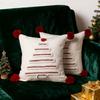 Christmas Tree Pattern Throw Pillowcase with Tassel Hair Ball Decoration Pillow Cover Farmhouse Style Cushion Cover